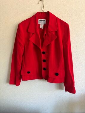 Lois Snyder Dani Max Red Notched Collar Button Blazer